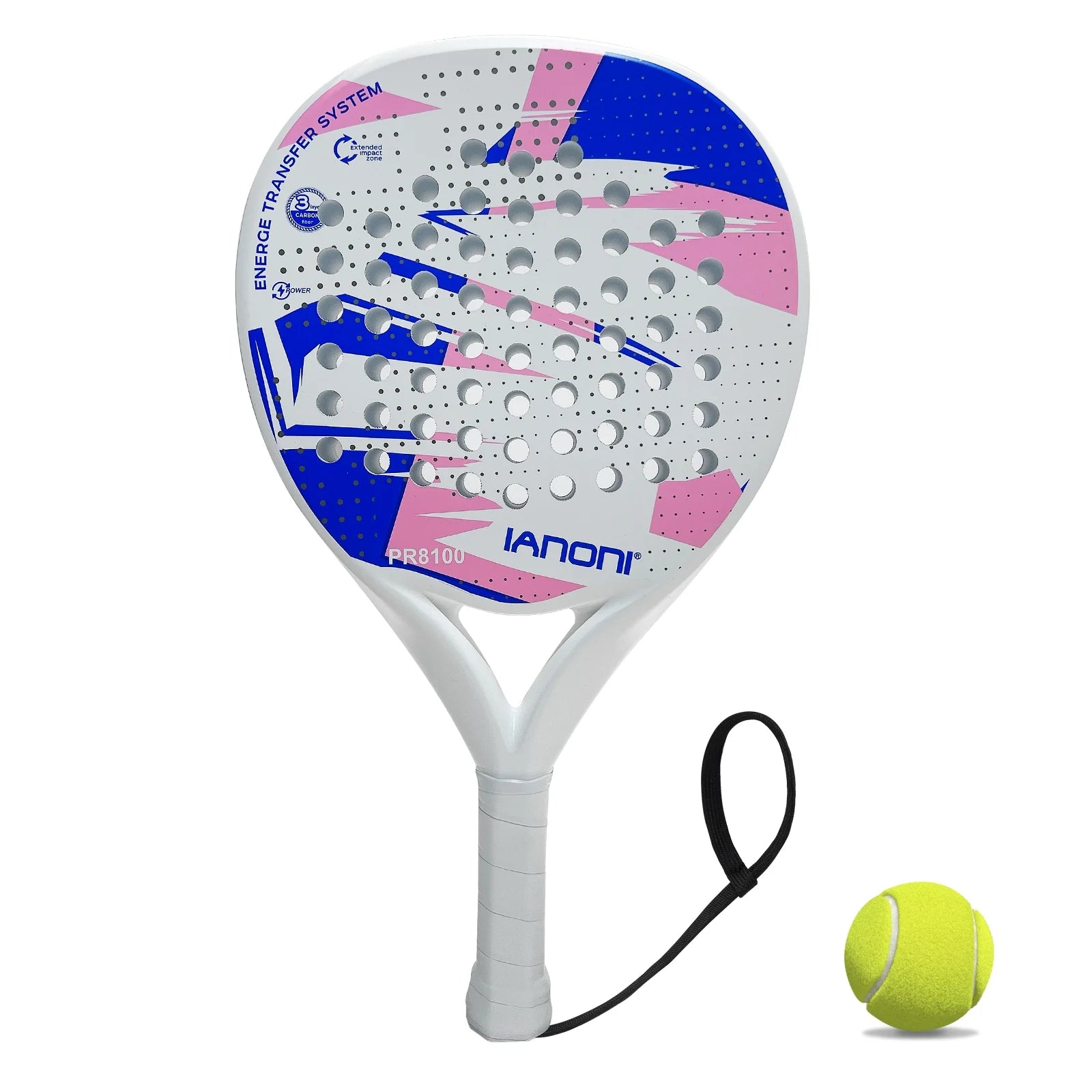 Ianoni Carbon Fiber Paddle Tennis Racket with EVA Memory Flex Foam Core